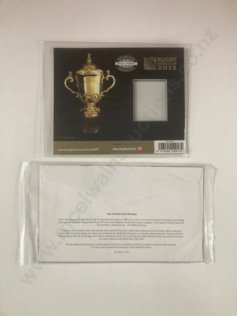 New Zealand 2011 Web Ellis Cup 3D Stamp & 3D Stamp On First Day Cover Image 1++