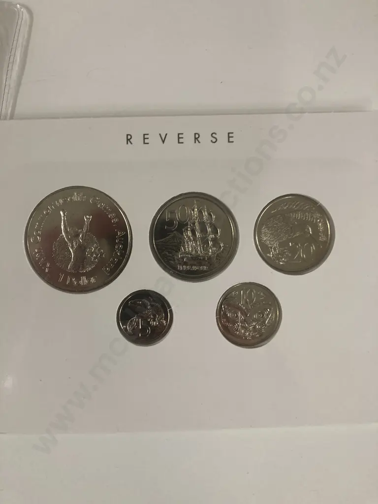 New Zealand ' XIVth Commonwealth Games 1990' 1989 Uncirculated Dollars x 4 & Uncirculated Coin Set In Cases Of Issue Image 1++