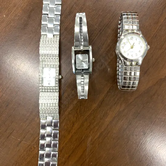 Quartz Watches x 3, Silver Colour Strap