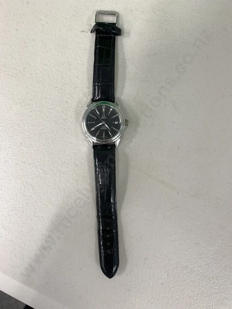Omega Black Strap Watch Image 1++
