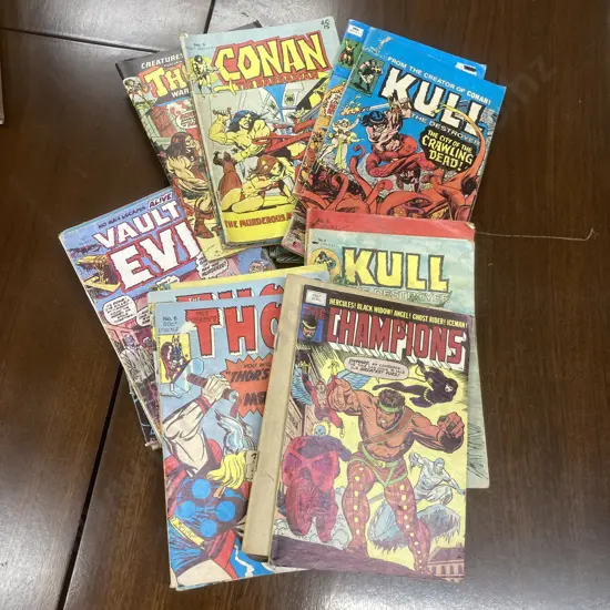 Lot of 21 Vintage Pocket Book Comics - Thongor, Kull, Conan, Thor, Dracula, Vault Of Evil,