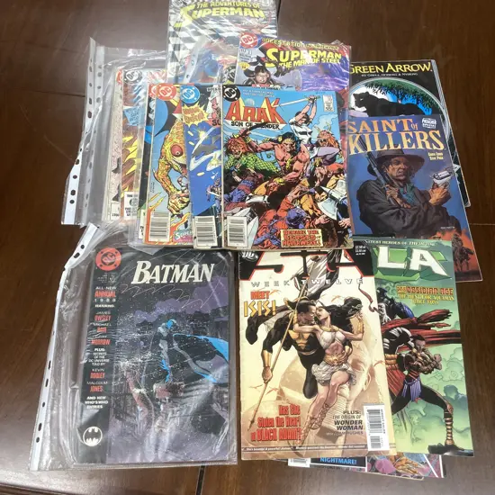 Lot of 18 DC Comics - Green Arrow, Batman, Superman, Arak, Saint of Killers, BrainBanx Etc