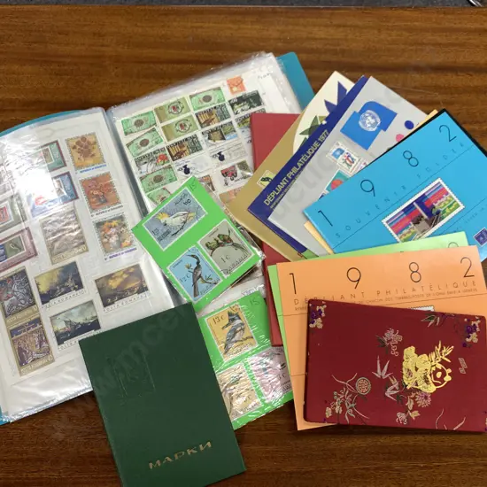 Assortment of Stamps, Souvenir Folders, Album Etc