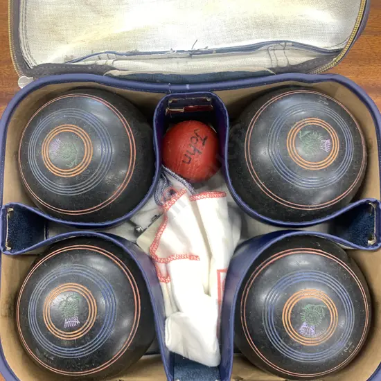 Vintage Bowls In Leather Case