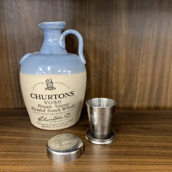 Milford NZ Single Malt Whiskey Foldup Tumbler With 'Churtons' Whiskey Decanter 