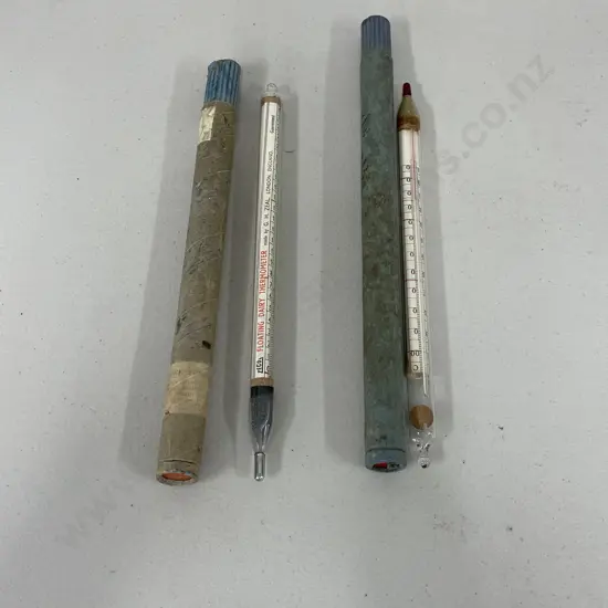 Two Vintage Floating Dairy Thermometers. In Original Tubes
