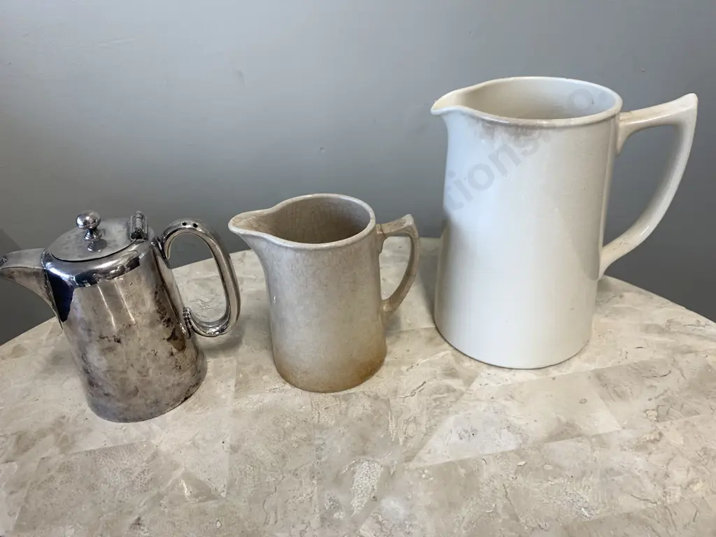 Vintage Jugs x 2 & EPNS Handled Coffee Pot Image 1++