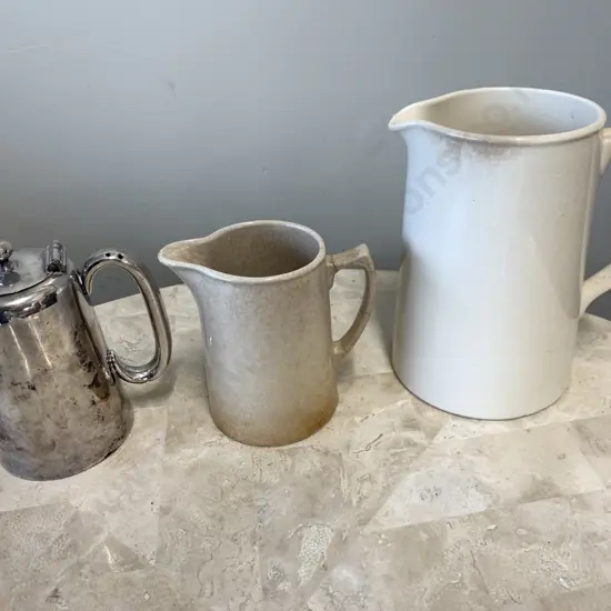 Vintage Jugs x 2 & EPNS Handled Coffee Pot