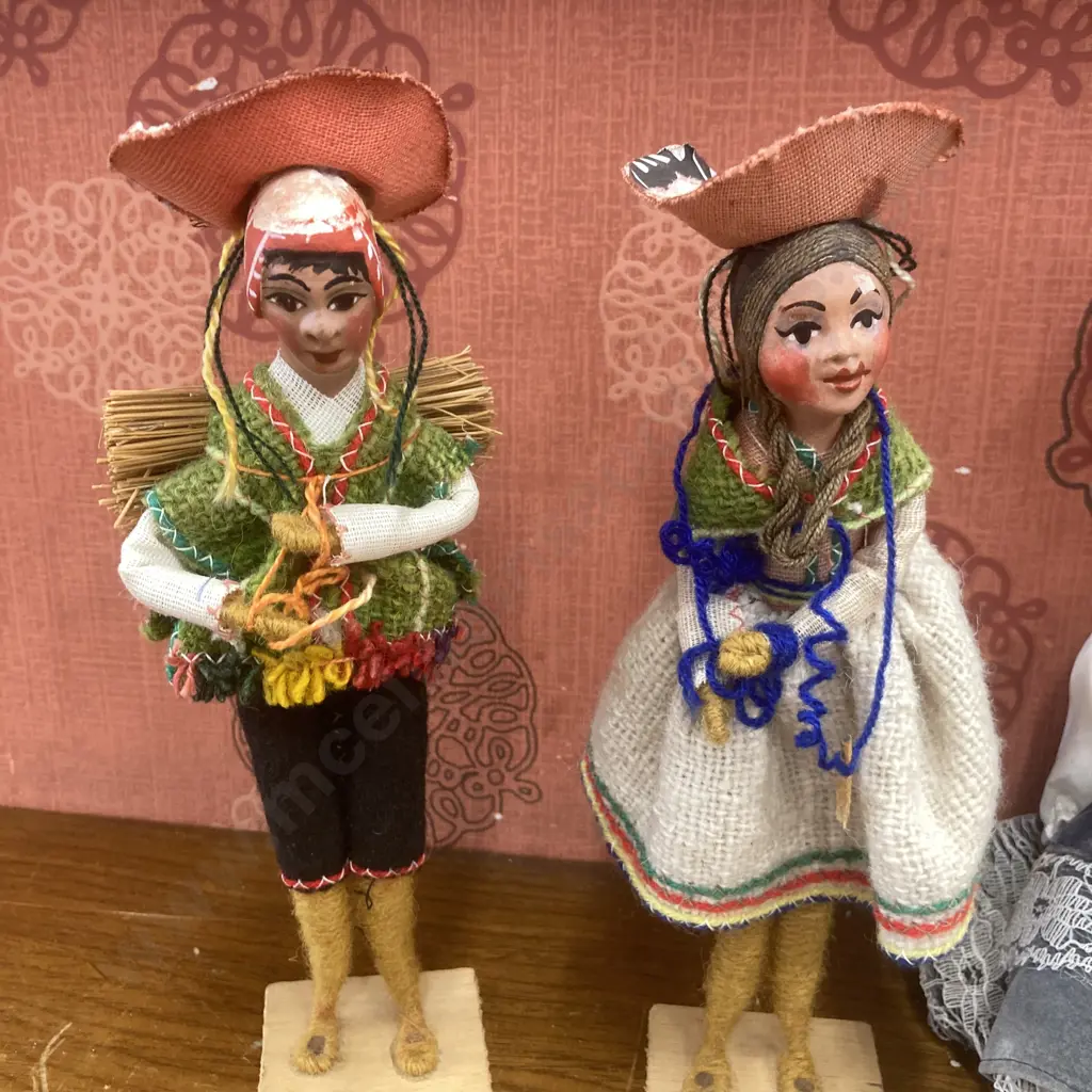 Antique Porcelain Dolls x 2, H20cm, (BHB) Vintage South American? Figurines Image 1++
