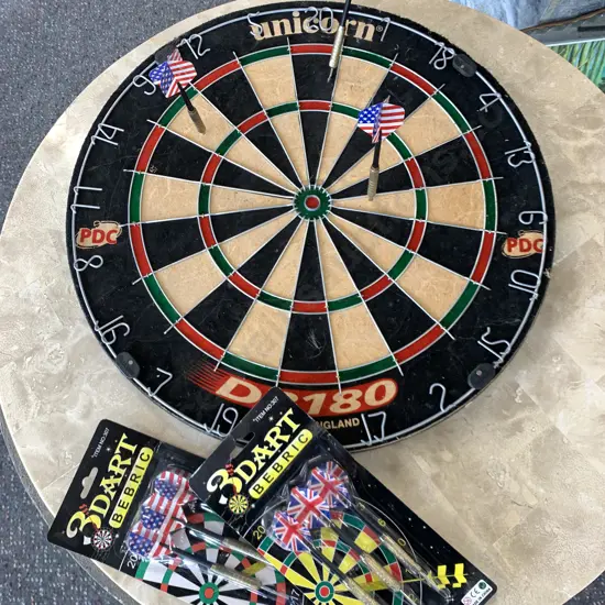 Unicorn England Darts Board With 3 Sets of Darts
