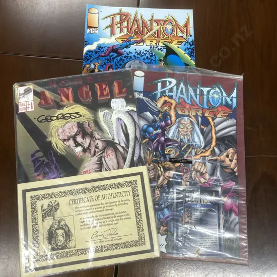 Signed Morbid Angel Comic With COA, Phantom Force Dec 1 With Professor Kublak Card, Phantom Force Apr 2