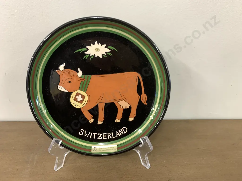 Keramik Signed Plate 'Switzerland' Diam21cm. Image 1++