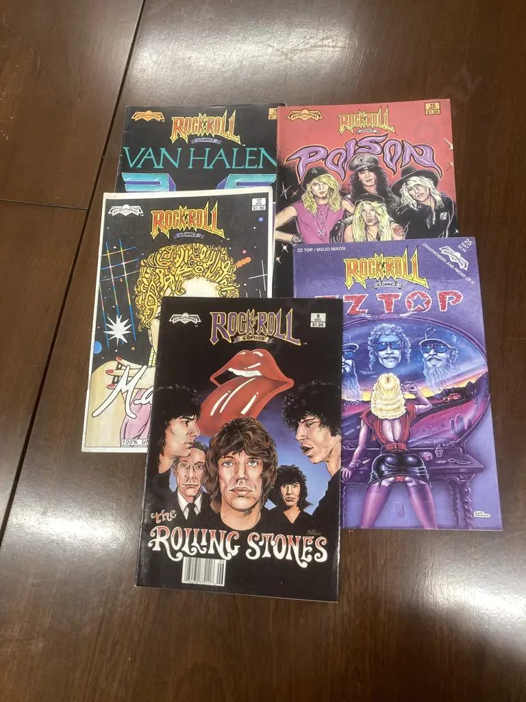 Lot of 5 Rock n' Roll Comics, ZZ Top, Rolling Stones, Poison, Madonna, Van Halen Image 1++