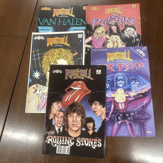 Lot of 5 Rock n' Roll Comics, ZZ Top, Rolling Stones, Poison, Madonna, Van Halen
