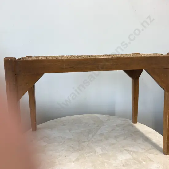 Rimu Framed Rattan Top Stool, H38 W57 D34cm