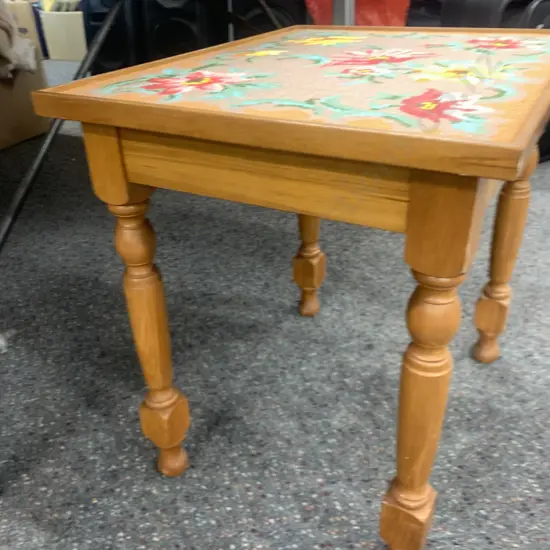 Colonial Style Tapestry Top Occasional Table, H49 W51 D40cm