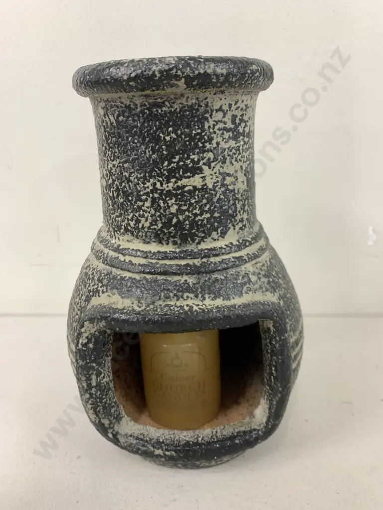 Small Pottery Chiminea With Candle Image 1++