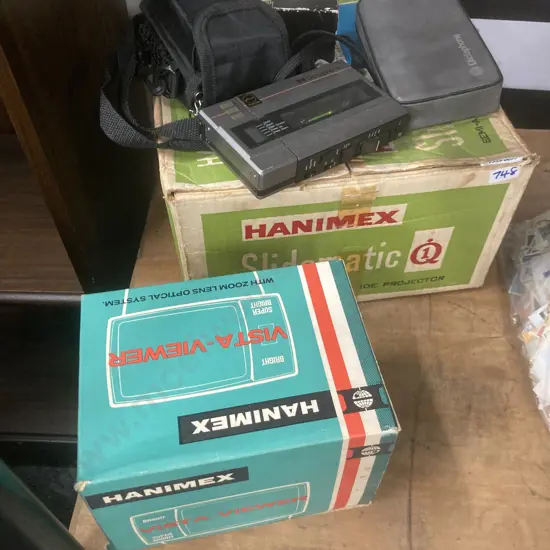 Assortment Hanimex Items, Slidematic, Vista-Viewer, Dictaphone, Pentax Digital Camera, Etc