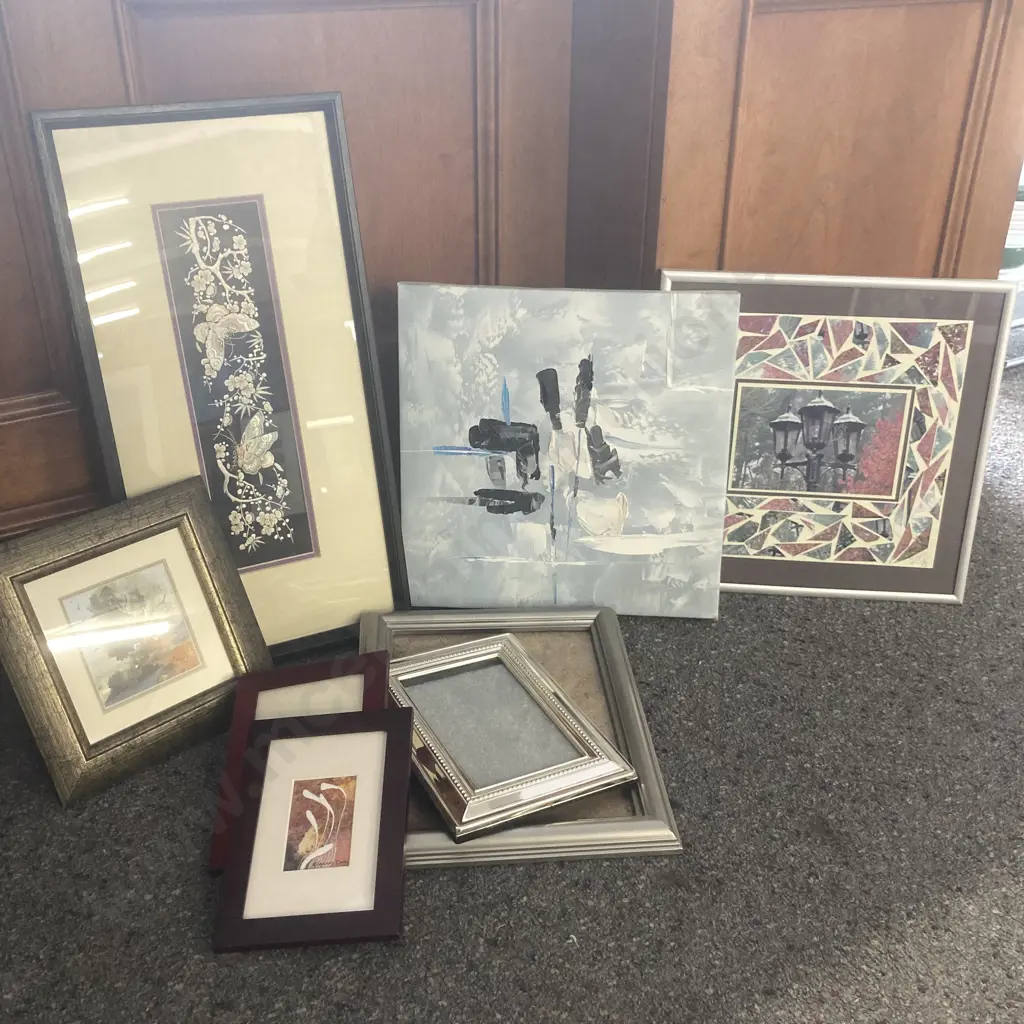 Assortment of Signed artworks, pictures on canvas, frames etc Image 1++