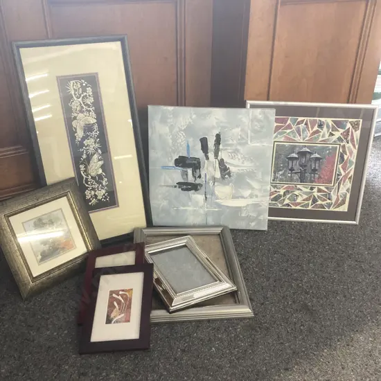 Assortment of Signed artworks, pictures on canvas, frames etc