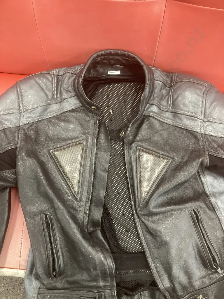 Black Leather Motorbike Jacket Image 1++