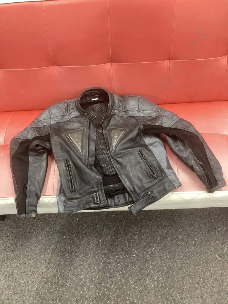 Black Leather Motorbike Jacket Image 1++