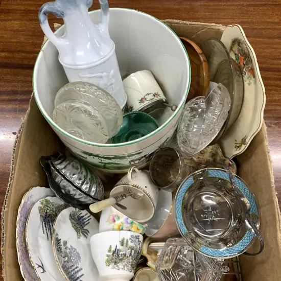Box lot Assorted China Items Etc