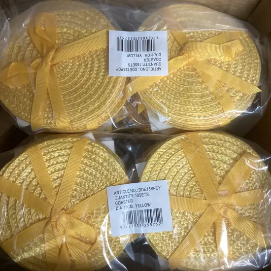 Boxed set of As New Yellow Di Antonio Ltd Coaster Sets (36 sets in total)