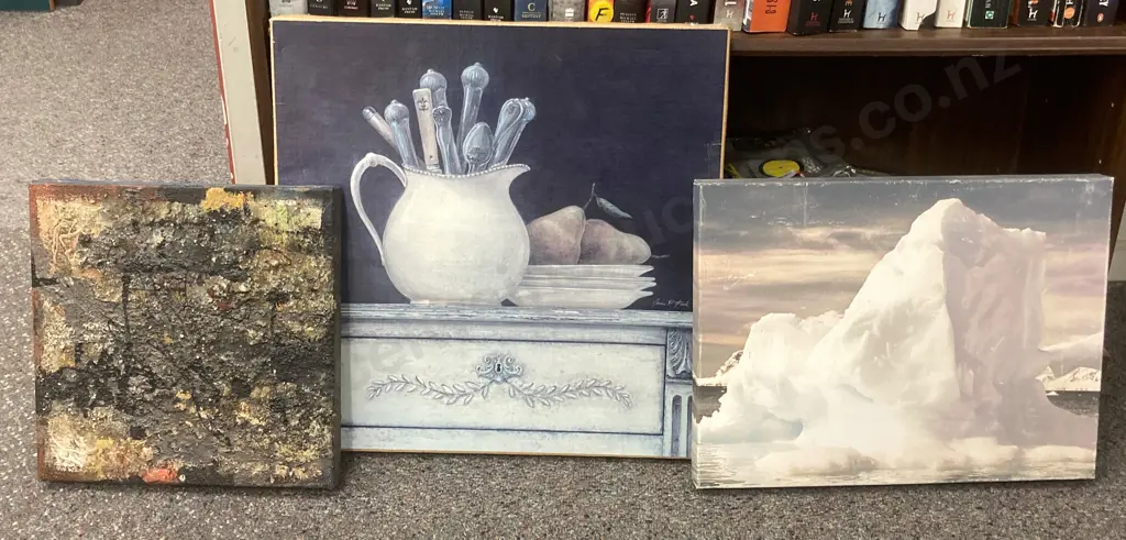Selection Of Pictures On Canvas Including Jug, Cutlery Scene Etc Image 1++