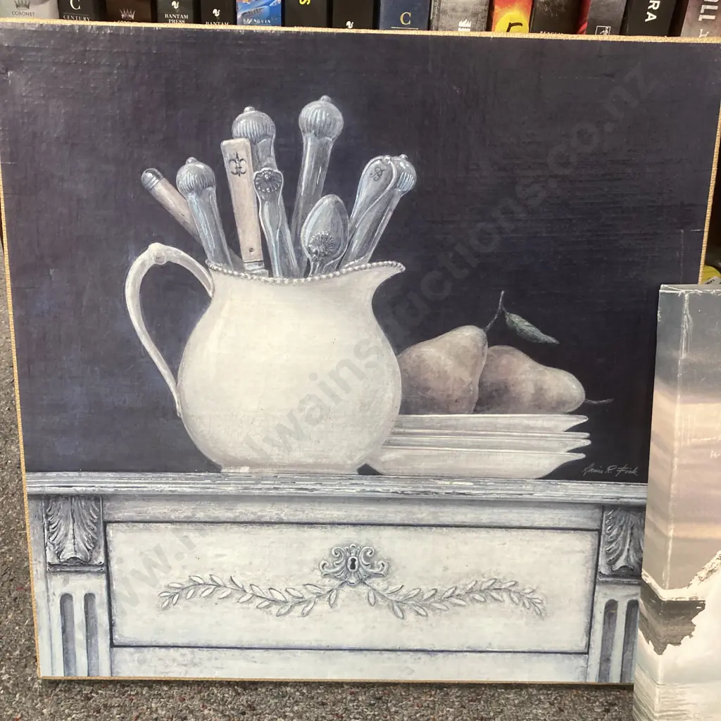 Selection Of Pictures On Canvas Including Jug, Cutlery Scene Etc Image 1++