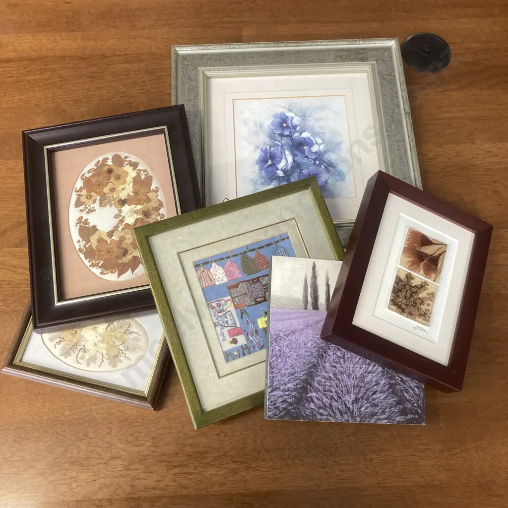 Assortment of Framed Artworks including Pressed flowers on board Image 1++