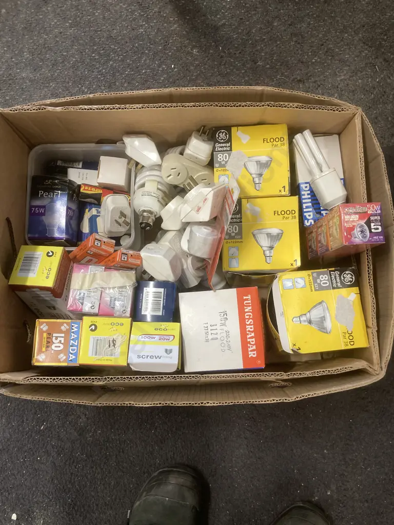 Box of Bulbs & Assorted Plugs Image 1++