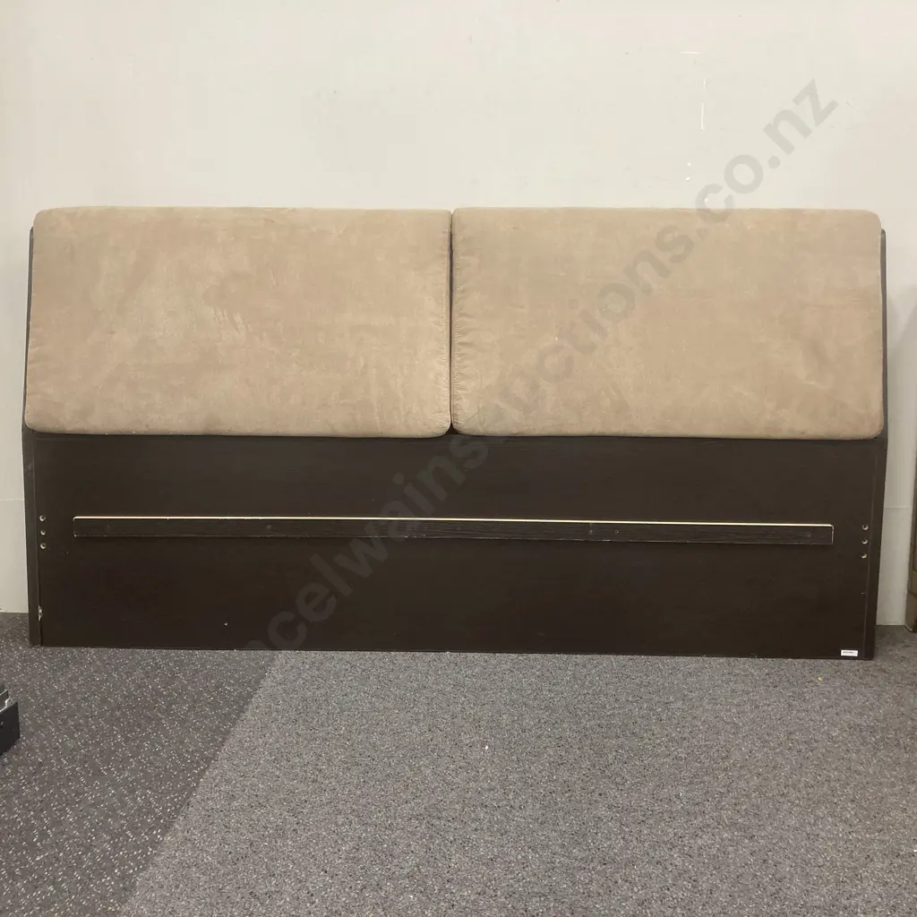 Dark Brown Headboard With Beige Padding, H103 W192 D20cm Image 1++