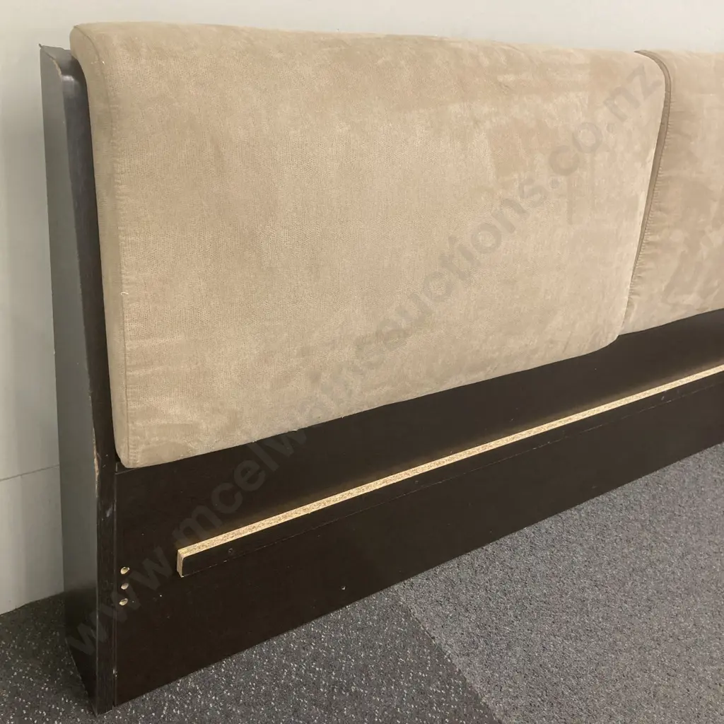 Dark Brown Headboard With Beige Padding, H103 W192 D20cm Image 1++