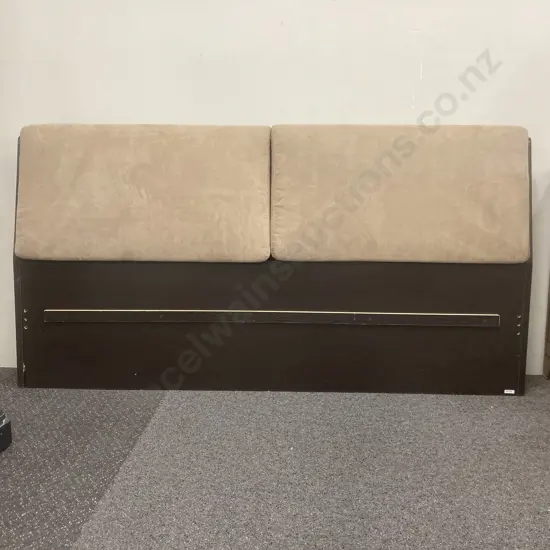 Dark Brown Headboard With Beige Padding, H103 W192 D20cm