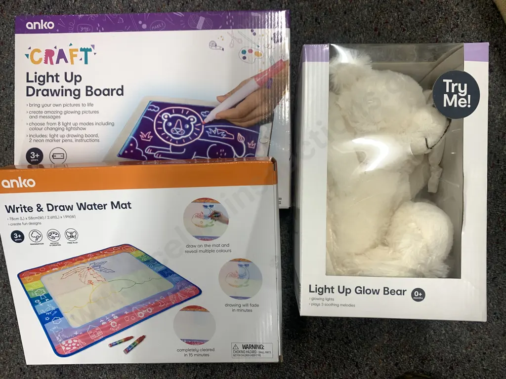 New Anko Craft Light Up Drawing Board, Write & Draw Water Mat & Light Up Glow Bear Image 1++
