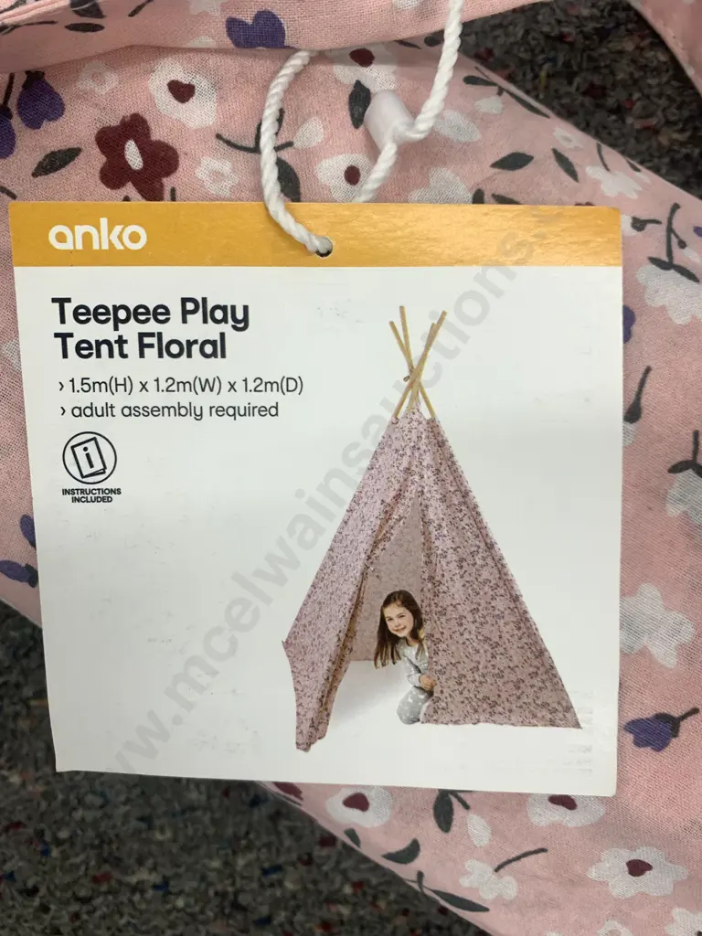 Anko Teepee Play Tent Floral Pink Tones Image 1++