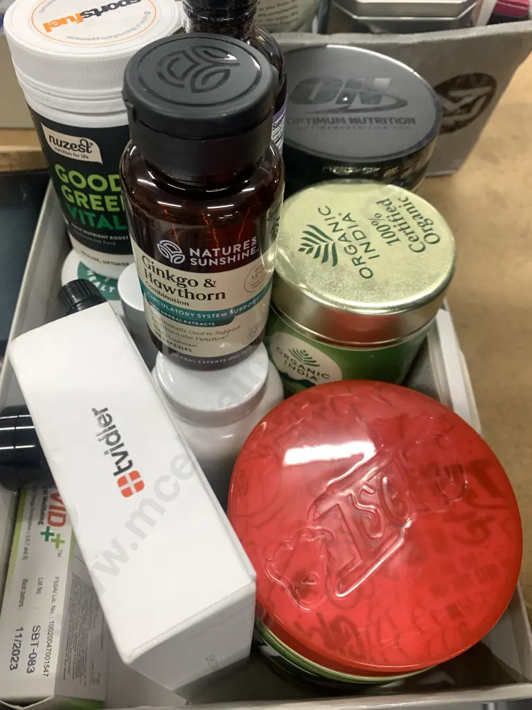 Assortment Of Health Products Including 'tvidler' Ear Wax Cleaner, Dietary Supplements, Ginkgo & Hawthorn Capsules Etc Image 1++