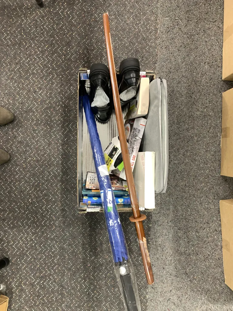 Assorted Sundries, Training Bokken, Umbrella, Laptop bag, Books Etc Image 1++
