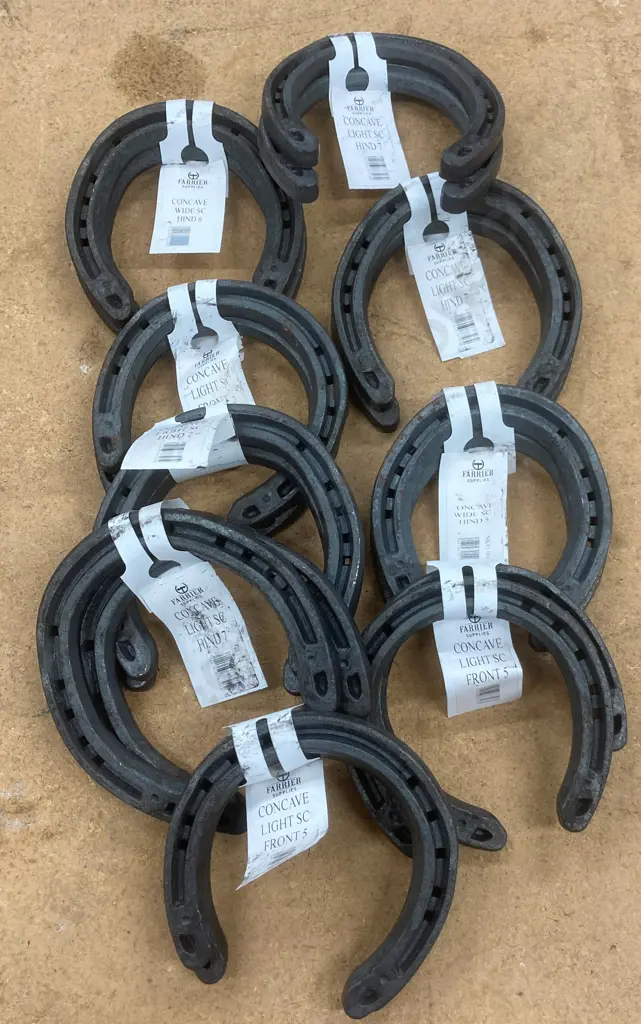Box of 9 Pairs of New Assorted Concave & Light Horse Shoes Image 1++