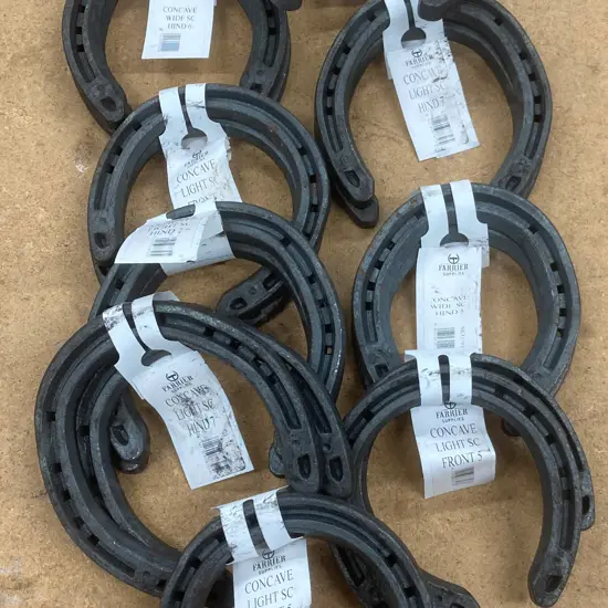 Box of 9 Pairs of New Assorted Concave & Light Horse Shoes