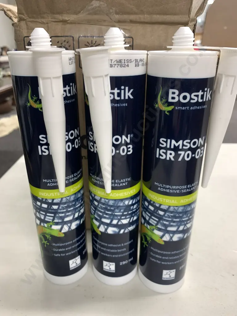 Box of 12 x 290ml Bostik Simson ISR70-30 Multi Purpose Elastic Adhesive Sealant, White Image 1++