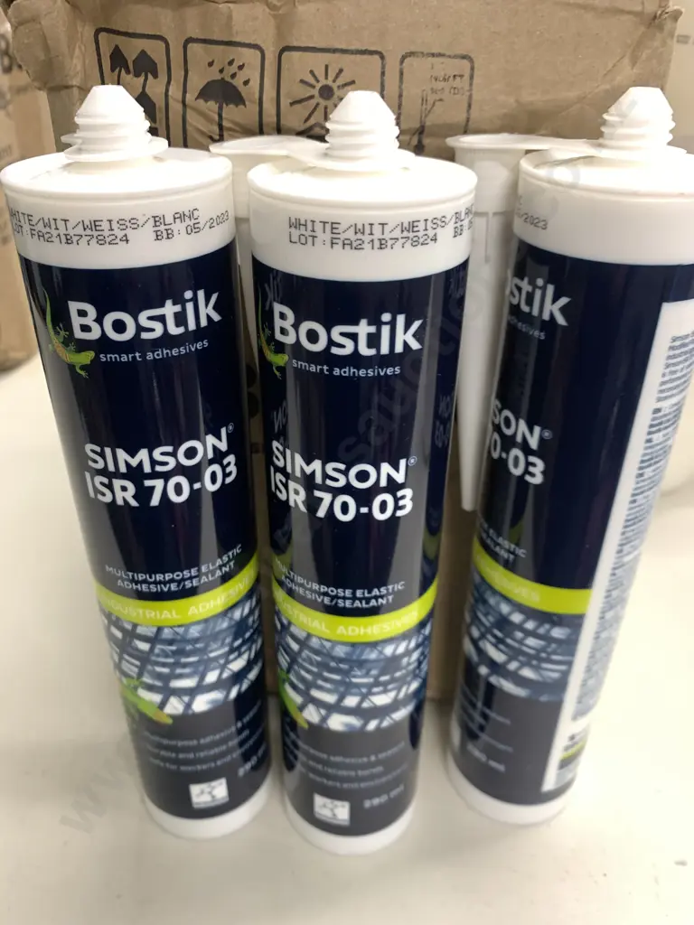Box of 11 x 290ml Bostik Simson ISR70-30 Multi Purpose Elastic Adhesive Sealant, White Image 1++
