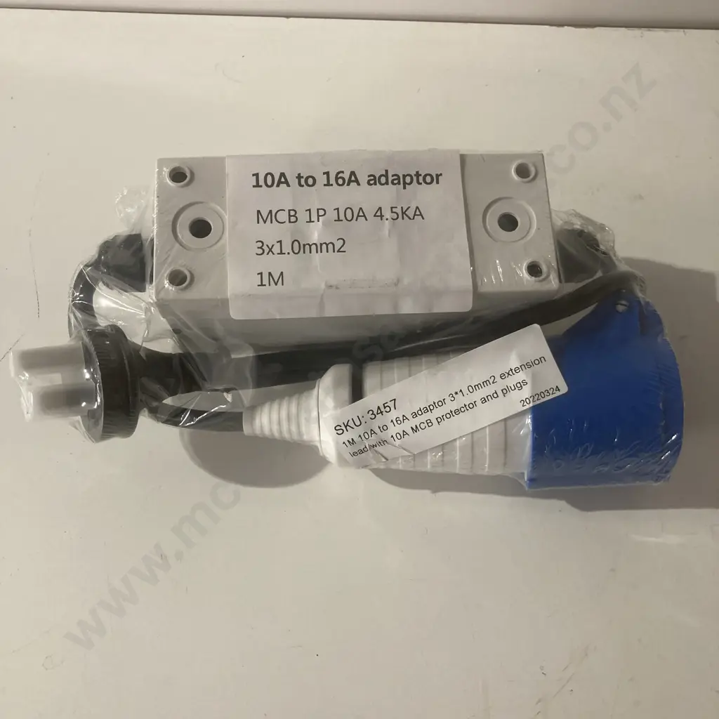 1m 10A to 16A Adaptor Mains Supply Lead | Heavy Duty Cable Caravan & Motorhome, 3x1.0mm2, MCB 1P 10A 4.5KA Image 1++