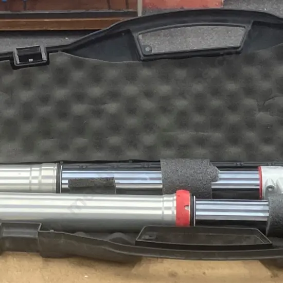 Motorbike Suspension Parts - WP XACT Rear Shock, Unbadged Front Forks In Padded Rifle Case