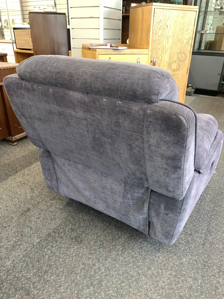 Grey Recliner, Zip Arms, Waterfall Effect Back, W100cm Image 1++