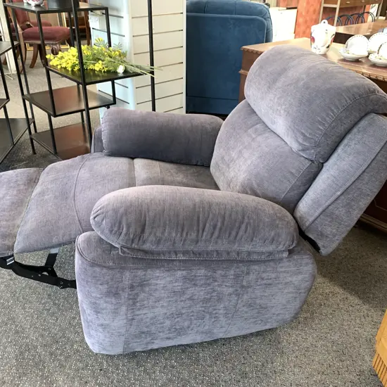 Grey Recliner, Zip Arms, Waterfall Effect Back, W100cm