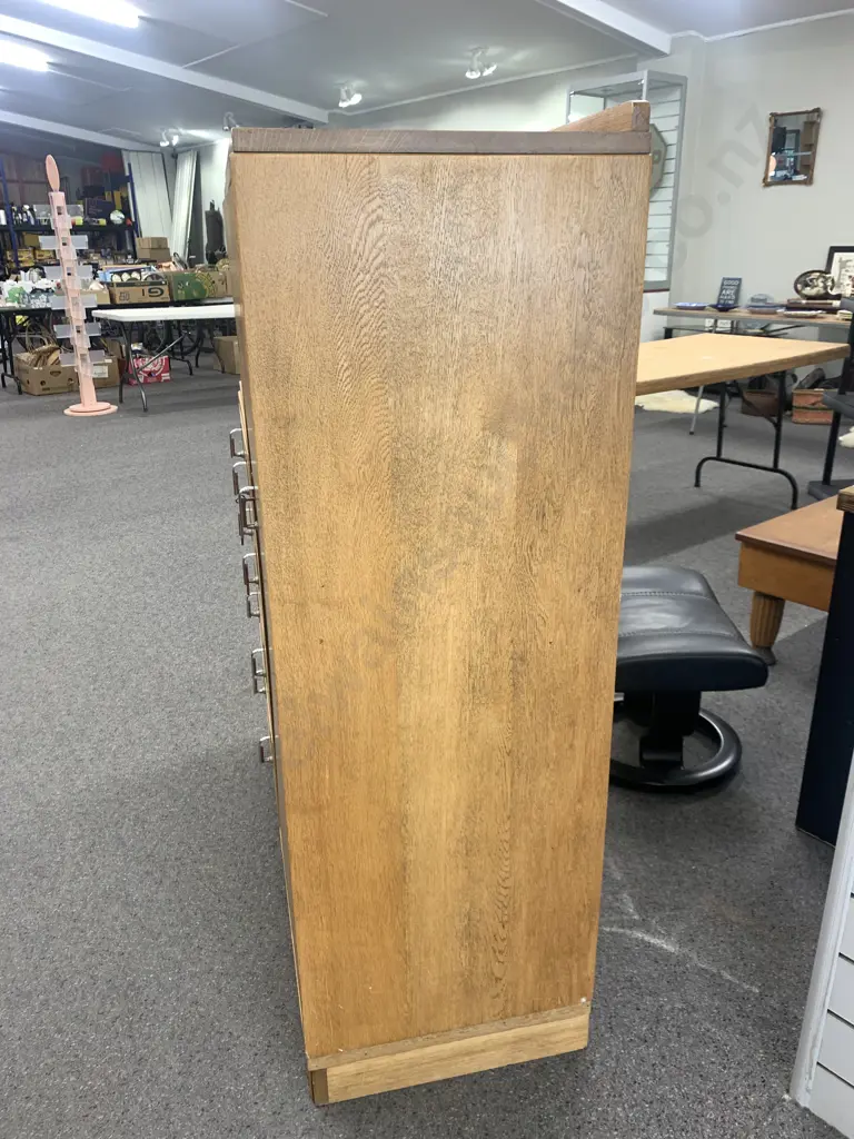 Art Deco Oak Manrobe With Key, 4 Drawers, Clothes Rail, Original Handles, H134.5 W109 D44cm Image 1++