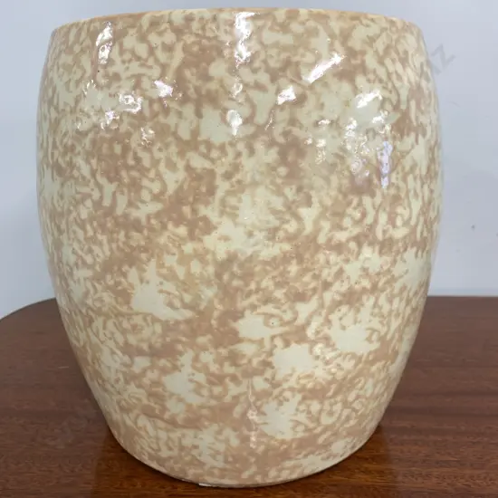 Large Glazed Mottled Cream Toned Pot, 32 x 35cm