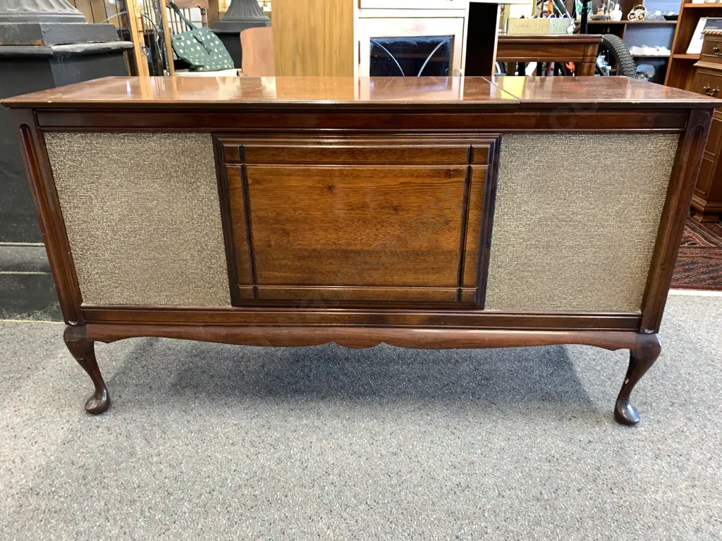 Vintage Autocrat Marina Solid State Stereogram, Mahogany Case, Cabriole Legs, H68 W121 D43cm Image 1++